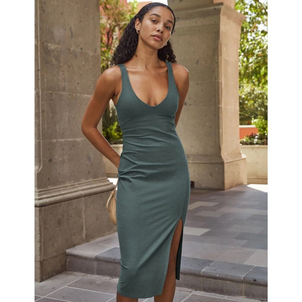 Beyond Yoga Midi Dress Women’s XS Spacedye Stretch Green Built In Bra